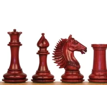 Copenhagen Staunton Chess Set Padauk & Boxwood Pieces with Padauk & Bird's Eye Maple Molded Edge Board - 4.5" King