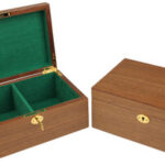 Classic Walnut Chess Piece Box With Green Felt Lining - Medium
