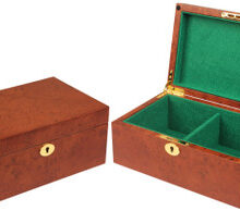 Elm Burl Classic Chess Box With Green Baize Lining - Large