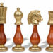 Large Italian Arabesque Staunton Metal & Wood Chess Set with Elm Burl Chess Case